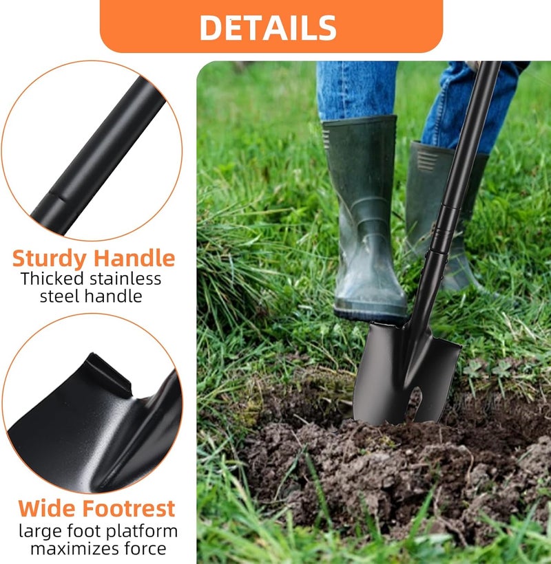 TwinkleTool Small Shovel for Digging with Metal Handle, 43.7 Inch Heavy Duty Garden Shovel, Trench Shovels Ideal for Digging Gardening Trenching Planting Camping Transferring Scooping, Black - Image 3